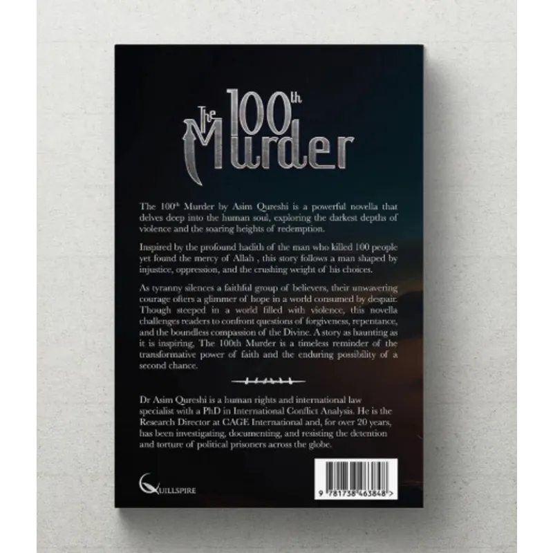 Donkere boek met decoratieve titel van The 100th Murder, de 100th moord thriller