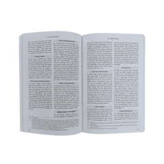 Open book with text pages showcasing The Clear Quran English only paperback medium