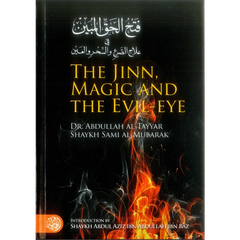 Zwarte boekcover met gouden letters en vurige oranje-rode vlammen, De Jinn, Magie en het Boze Oog