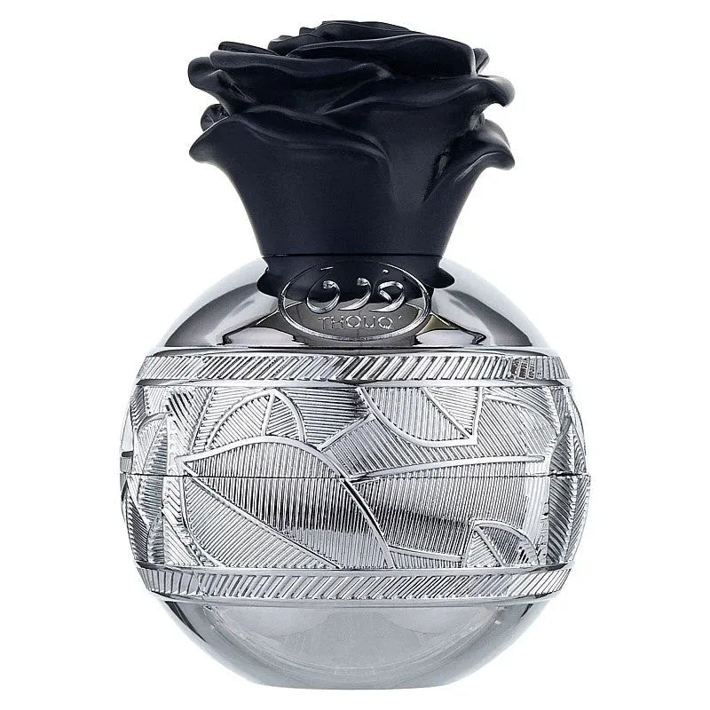 Lattafa Pride Thouq zwarte rozenparfumfles met zilveren etsen