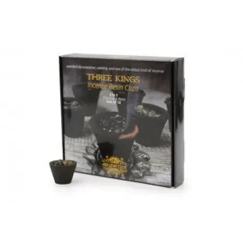 Three Kings Wierookkorrels in een kuipje van kool 12 stuks - Islamboekhandel.nl