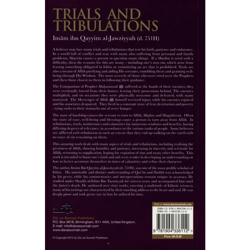 Boekomslag van Trials and Tribulations door Imam Ibn Qayyim al-Jawziyyah