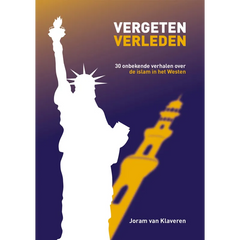 Boekcover Vergeten Verleden met Statue of Liberty en minaret schaduw