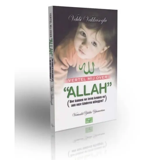 3D-render boekcover Vertel mij over Allah met baby en witte tulp voor kinderen uitleggen