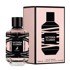 Roze en zwarte parfumfles met verpakking van Victoria Flower al Hambra Edp