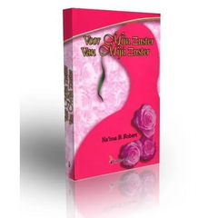 Roze rozen patroon boekhoes met gouden letters en groene rug: Voor mijn zuster, van mijn zuster