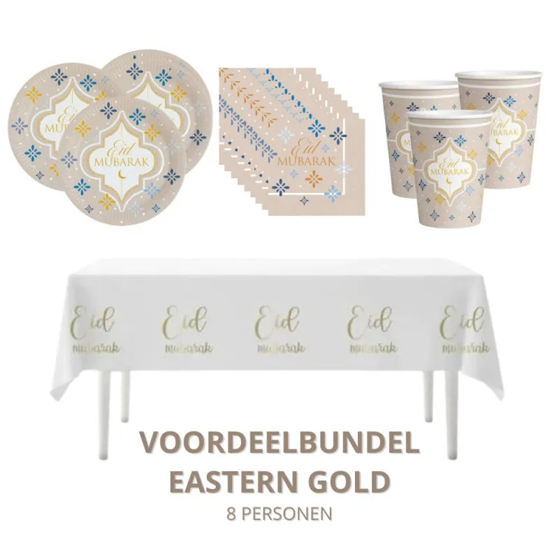 Voordeelbundel Eid Mubarak -Eastern Gold | 8 personen Amscan