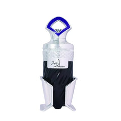Vriendelijke parfumfles voor Viacheslav met zwart-zilveren design en blauwe dop, Arabische parfum