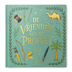 Teal hardcover boek de vrienden van de Profeet Bundel 1 met goudfolie titel en islamitische symbolen in groene lauweren