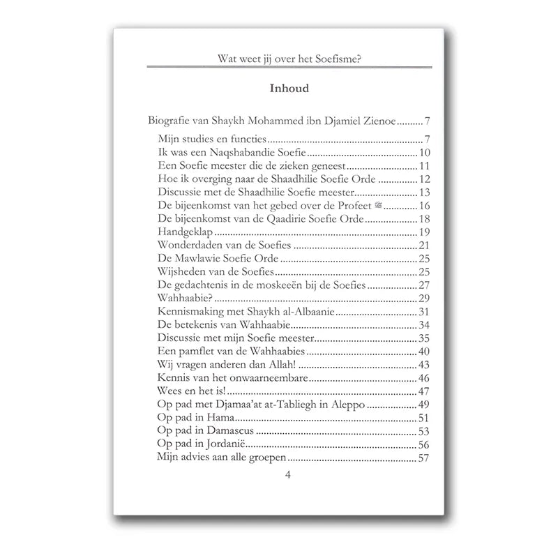 Tafel van inhoud pagina in Wat weet jij over het Soefisme met shaykh mohammed bin jamil