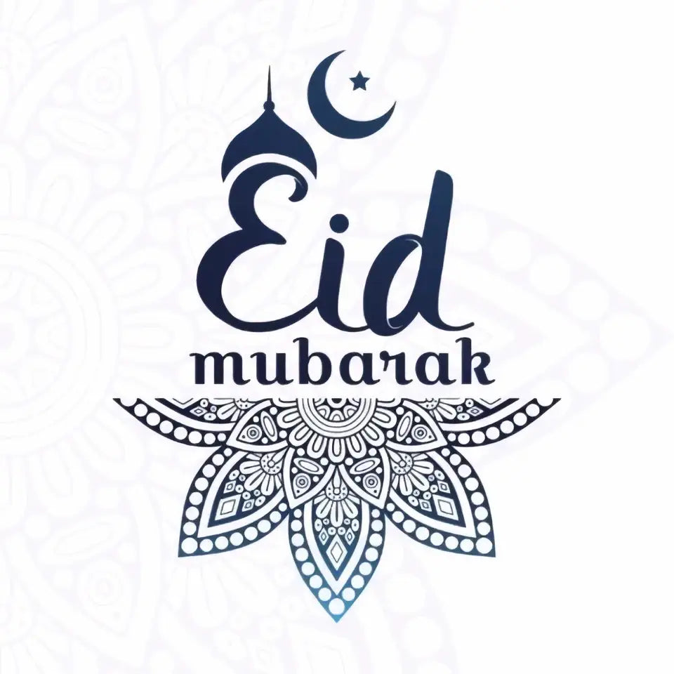 Wenskaart Eid mubarak blue - Islamboekhandel.nl