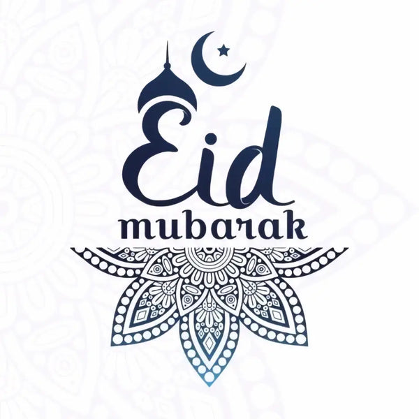 Wenskaart Eid mubarak blue - Islamboekhandel.nl