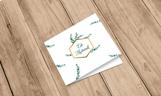 Wenskaart Eid mubarak -eucalyptus - Islamboekhandel.nl