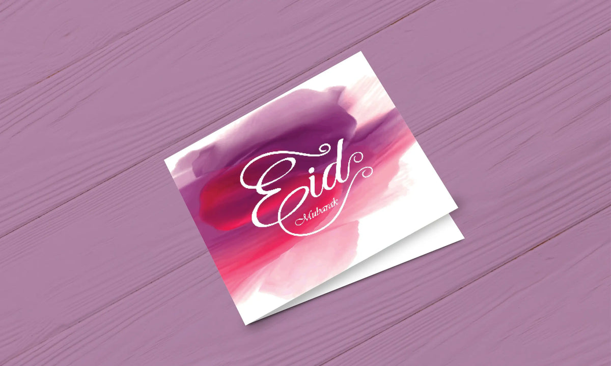 Wenskaart Eid mubarak fushia - Islamboekhandel.nl