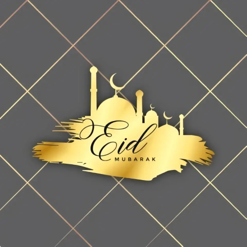 Wenskaart Eid mubarak -gouden moskee - Islamboekhandel.nl