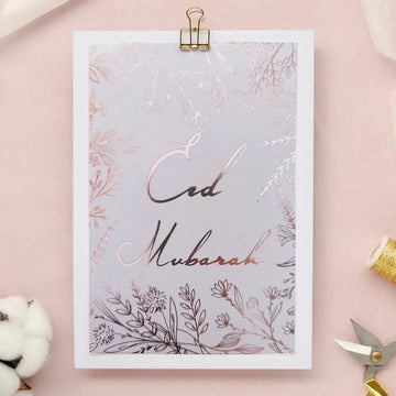 Wenskaart Eid mubarak -rosé goud (per 6 verpakt) - Islamboekhandel.nl
