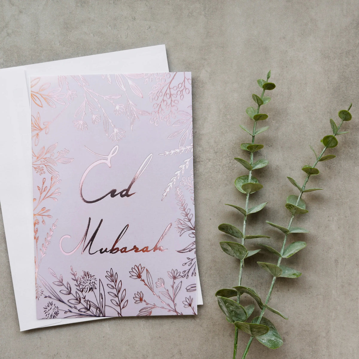 Wenskaart Eid mubarak -rosé goud (per 6 verpakt) - Islamboekhandel.nl