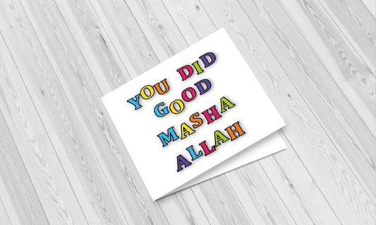 Wenskaart felicitatie -you did good multicolor - Islamboekhandel.nl