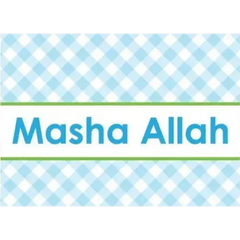 Wenskaart geboorte jongen -masha Allah ruitjes - Islamboekhandel.nl