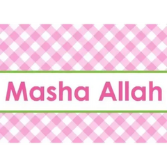 Wenskaart geboorte meisje -masha Allah ruitjes - Islamboekhandel.nl