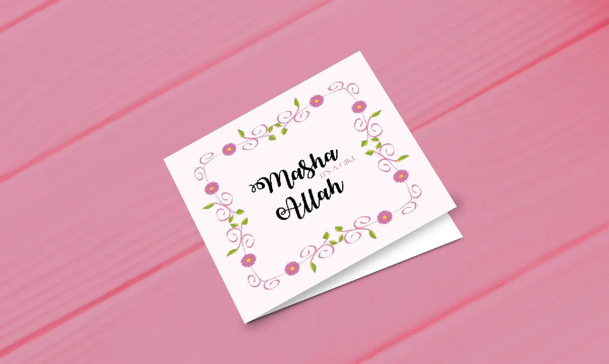 Wenskaart 'ma sha Allah a girl' - Islamboekhandel.nl