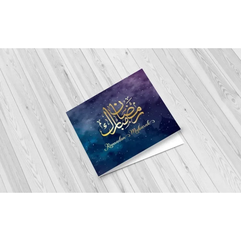 Wenskaart Ramadan purple/gold - Islamboekhandel.nl