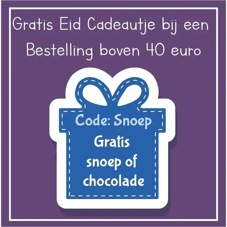 Blauw cadeau doosje sticker met witte gestikte rand en strik ontwerp voor willekeurige snoep of chocolade