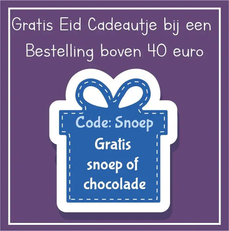 Blauw cadeau doosje sticker met witte gestikte rand en strik ontwerp voor willekeurige snoep of chocolade
