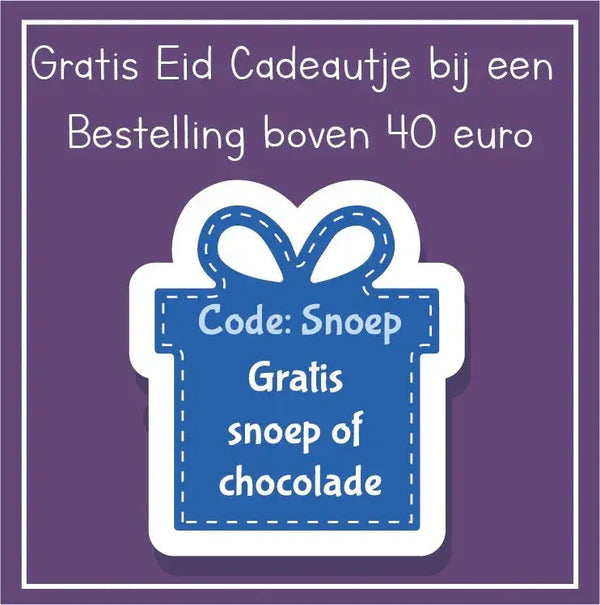 Blauw cadeau doosje sticker met witte gestikte rand en strik ontwerp voor willekeurige snoep of chocolade