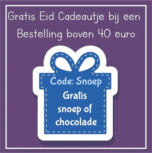 Blauw cadeau doosje sticker met witte gestikte rand en strik ontwerp voor willekeurige snoep of chocolade