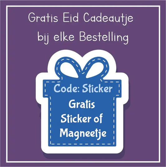Blauwe willekeurige sticker met witte gestikte rand en strik ontwerp voor cadeaudecoratie