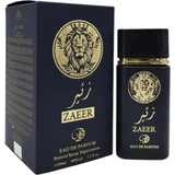Zaeer Black eau de parfum fles zwart met gouden leeuwembleem en bijpassende doos