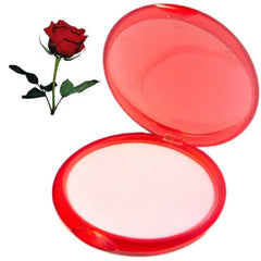 Rood compact met witte poeder van Zeep Papier - Roos voor een mooie uitstraling