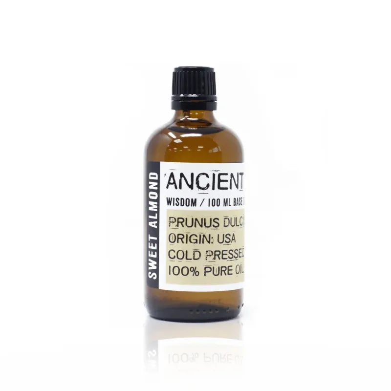 Amber glazen fles met Zoete Amandelolie 100 Ml van Ancient Wisdom