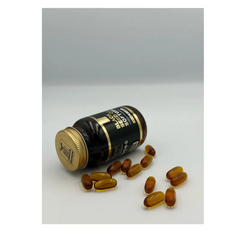 Zwarte komijnzaadolie capsules met halal rundergelatine in donkere fles