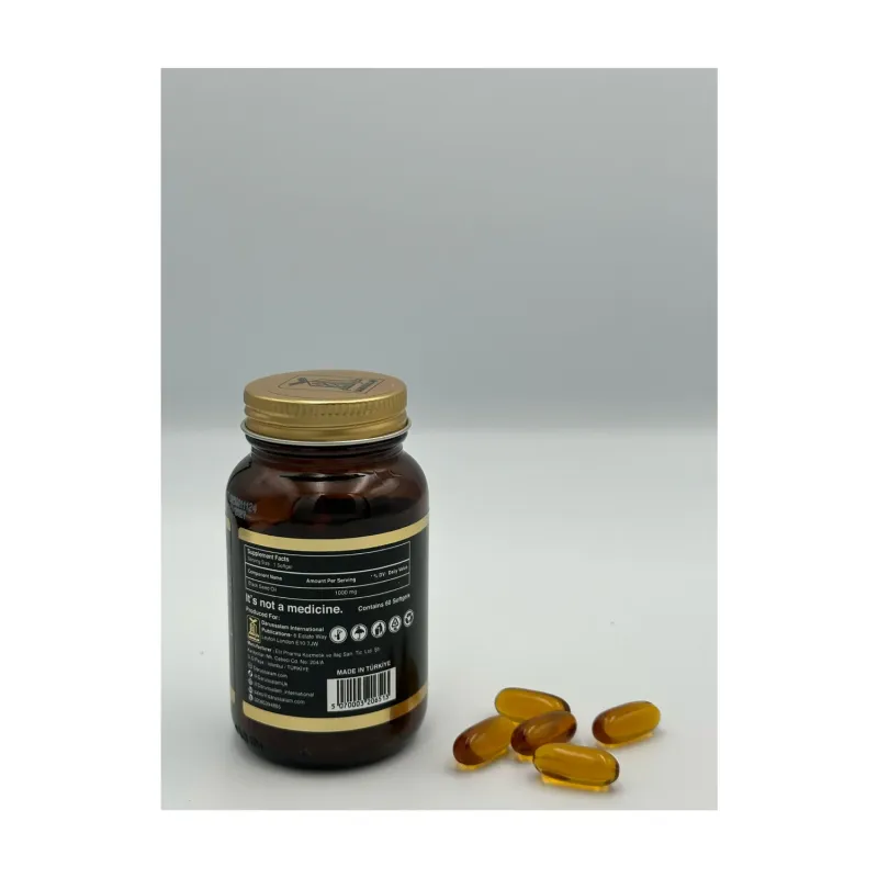 Halal rundergelatine Zwarte komijnzaadolie capsules in glazen fles met softgels