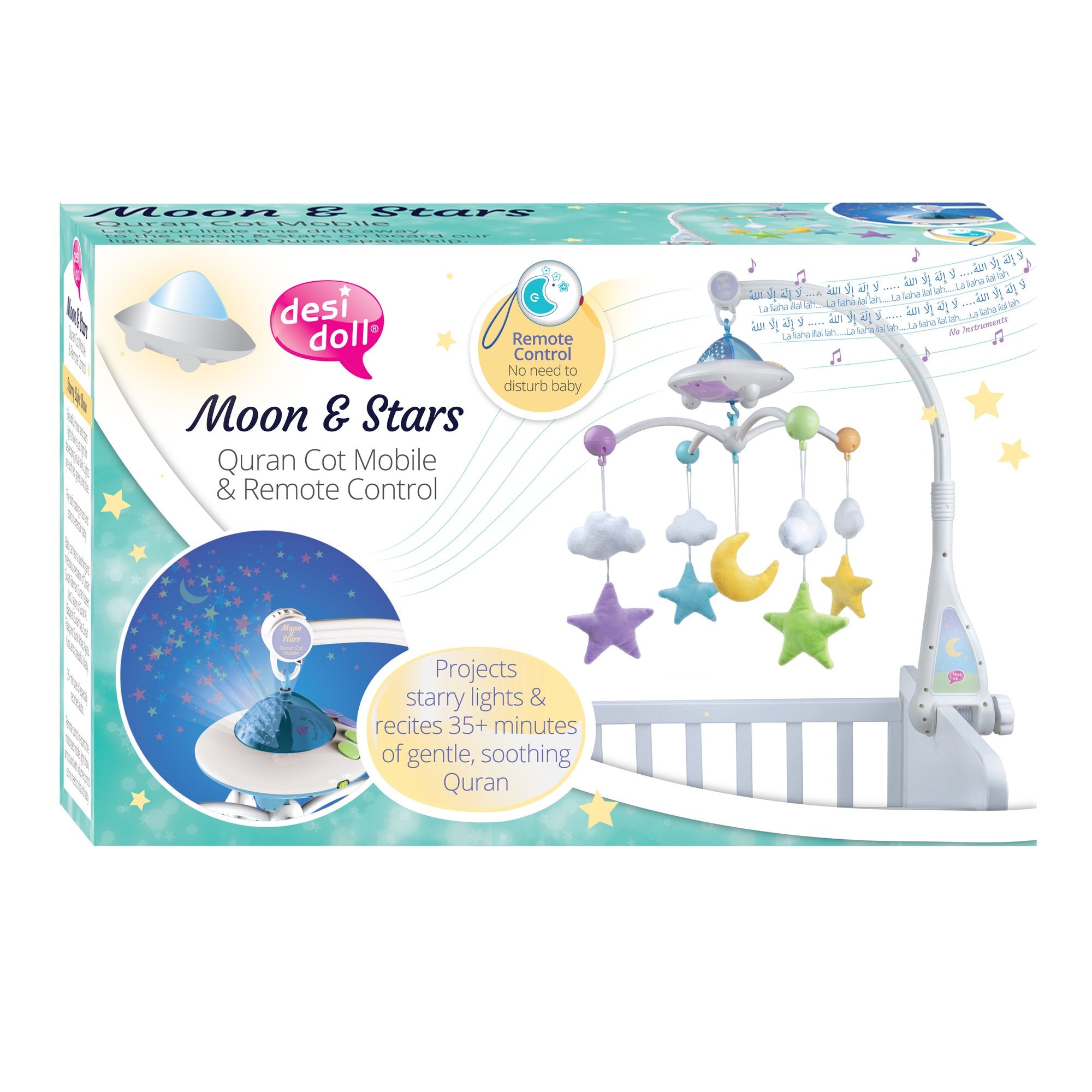 Moon & Stars Koran Kinderbed Mobiel met Lichtprojectie Desi Doll