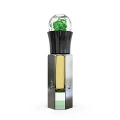 Moderne parfumfles met groene kristallen stop voor Oud Imperial Parfumolie Elixir